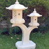 Pagodas^Statues & Sculptures Twin Cantilever Japanese Pagoda Lantern Marble Garden Ornament