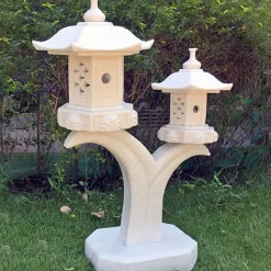 Pagodas^Statues & Sculptures Twin Cantilever Japanese Pagoda Lantern Marble Garden Ornament