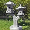 Pagodas^Statues & Sculptures Twin Cantilever Japanese Pagoda Lantern Granite Garden Ornament