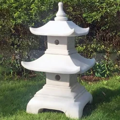 Pagodas^Statues & Sculptures Two Tier Japanese Pagoda Lantern Marble Garden Ornament