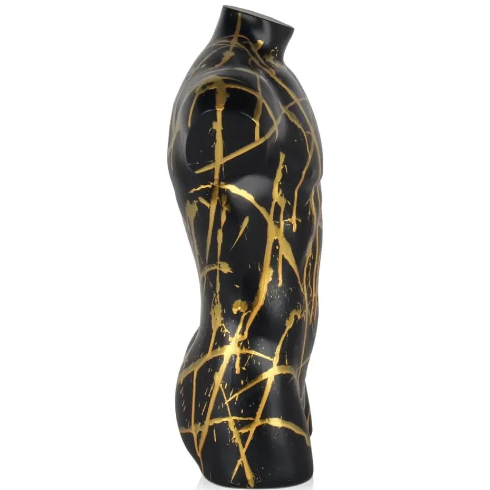 Figurative|Table Top^Statues & Sculptures Valiant Torso 50cm Black Resin Indoor Sculpture