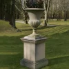 Large|Round^Statues & Sculptures Verona Vase Stone Garden Planter on Pedestal