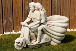Large^Statues & Sculptures Vespa Lambretta Scooter Stone Garden Planter Ornament