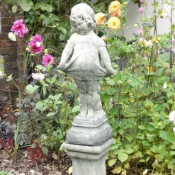 Children^Statues & Sculptures Victorian Girl on Pedestal Stone Garden Statue