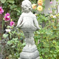 Children^Statues & Sculptures Victorian Girl on Pedestal Stone Garden Statue