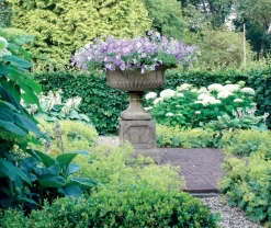 Large|Round^Statues & Sculptures Victorian Grand Stone Garden Planter on Pedestal