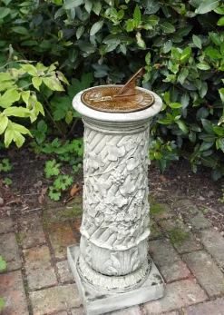 Garden Sundials^Statues & Sculptures Vine Aged Brass Stone Garden Sundial