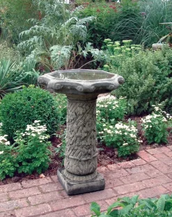 Bird Baths^Statues & Sculptures Vine Design Stone Garden Birdbath