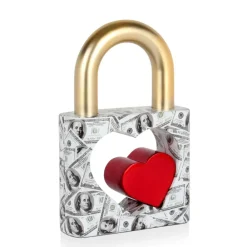 Table Top|Contemporary^Statues & Sculptures Wealth Padlock 38cm Gold Resin Indoor Sculpture