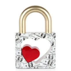 Table Top|Contemporary^Statues & Sculptures Wealth Padlock 38cm Gold Resin Indoor Sculpture