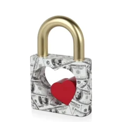 Table Top|Contemporary^Statues & Sculptures Wealth Padlock 28cm Gold Resin Indoor Sculpture