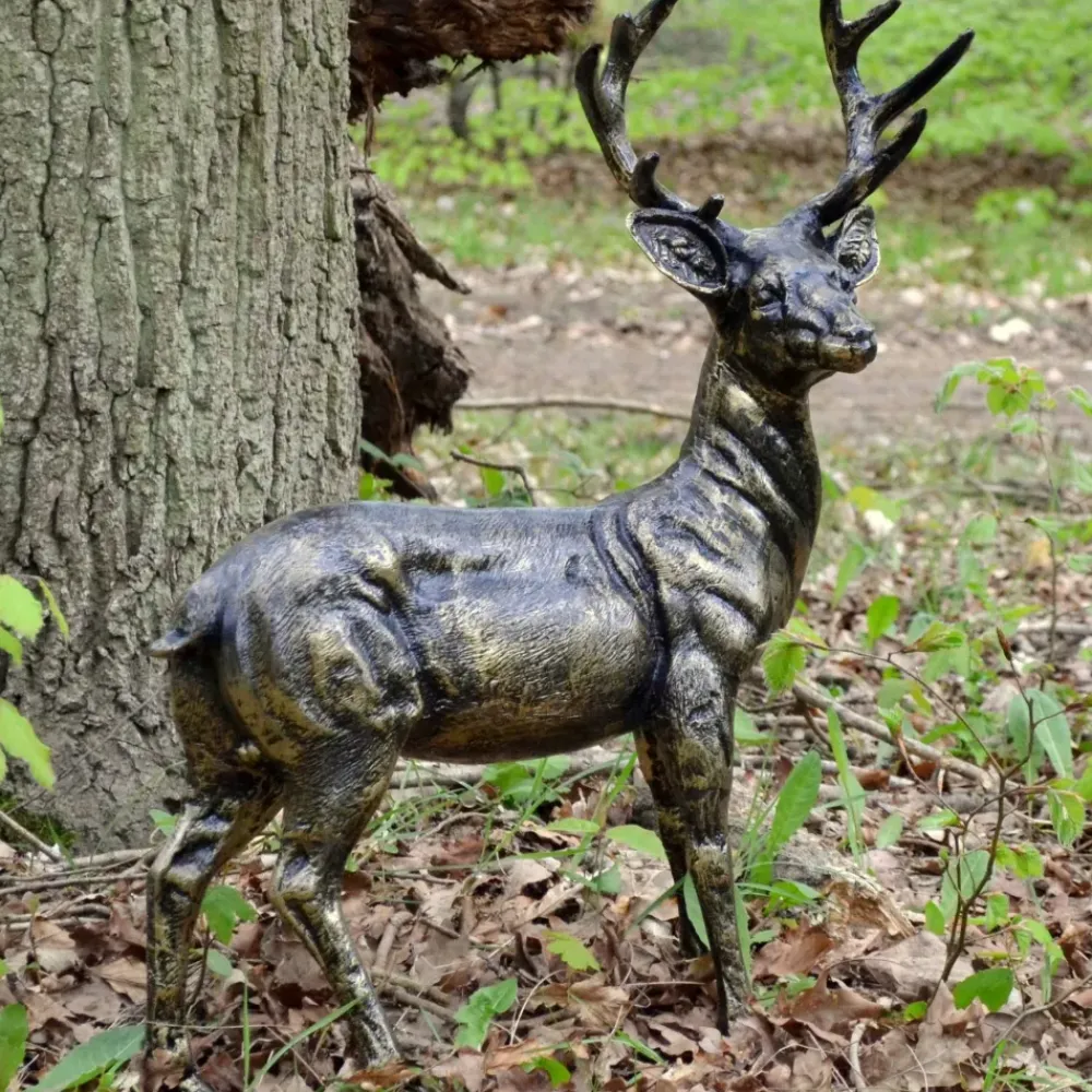 Stags & Deers^Statues & Sculptures Wild Baby Stag Deer Bronze Metal Garden Statue