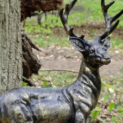 Stags & Deers^Statues & Sculptures Wild Baby Stag Deer Bronze Metal Garden Statue