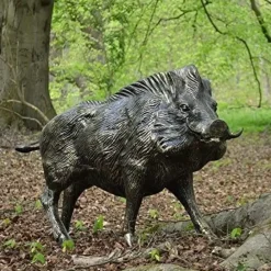 Wildlife^Statues & Sculptures Wild Boar Life-Size Bronze Metal Garden Statue