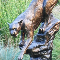Wildlife^Statues & Sculptures Wild Cougar Bronze Metal Garden Statue