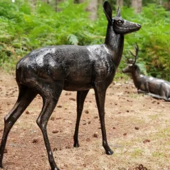 Stags & Deers^Statues & Sculptures Wild Doe Life-Size 118cm Bronze Metal Garden Statue
