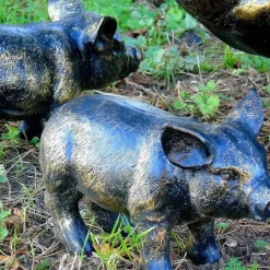 Farm^Statues & Sculptures Wild Piglets (Set of 2) Bronze Metal Garden Ornaments