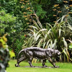 Wildlife|Lions^Statues & Sculptures Wild Tiger 51cm Bronze Metal Garden Statue