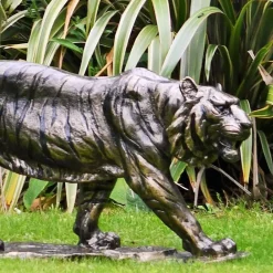 Wildlife|Lions^Statues & Sculptures Wild Tiger 51cm Bronze Metal Garden Statue