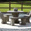 Stone Benches^Statues & Sculptures Woodlands Stone Benches & Table Patio Garden Furniture Set