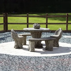 Stone Benches^Statues & Sculptures Woodlands Stone Benches & Table Patio Garden Furniture Set