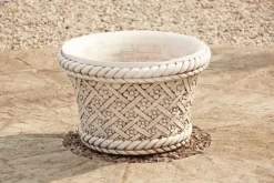 Large|Round^Statues & Sculptures Woven Plant Pot Portland Stone Garden Planter