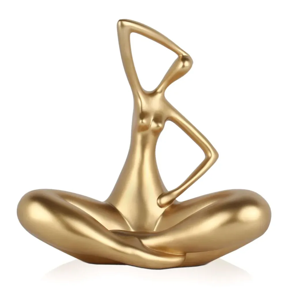 Figurative|Table Top^Statues & Sculptures Yoga Grace 25cm Gold Resin Indoor Sculpture